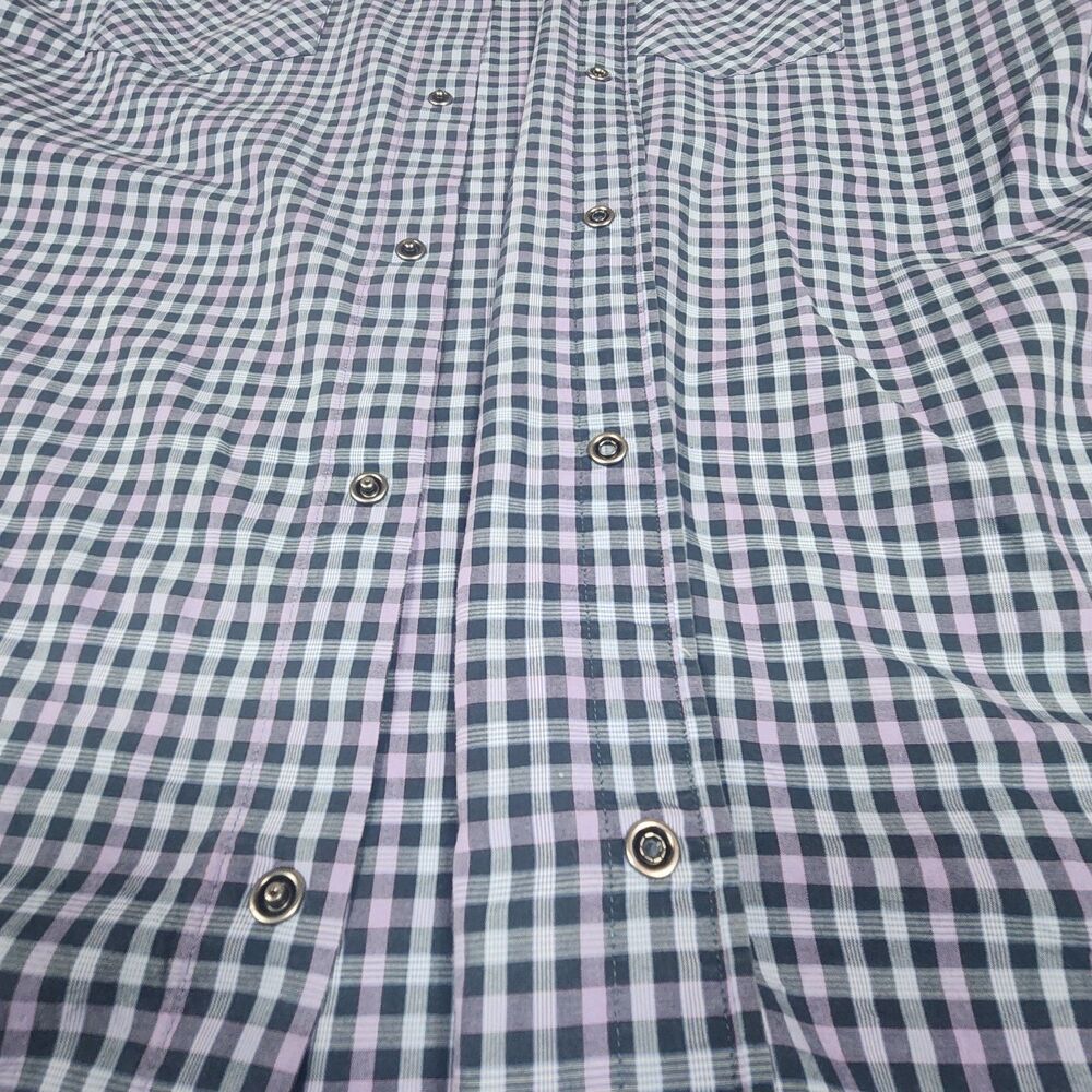 Banana Republic XL Plaid Snap Button Shirt Western Blue Purple Mens XL Stretch - Picture 7 of 8